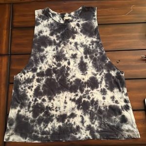 Preston & James tie-dyed dark blue and white tank top